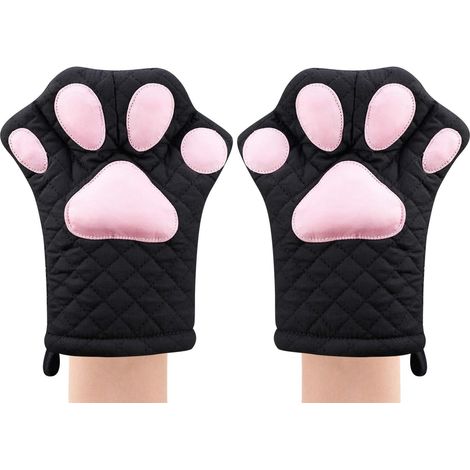 Maniques de cuisine, motif mignon, résistant à la chaleur, doublure en coton matelassé résistant à la chaleur, maniques pour barbecue et four à micro-ondes, ensemble cadeau, Noir ( 2 Unités ) (1/5)