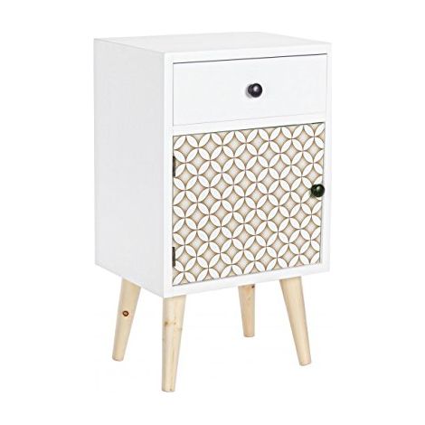 Bizzotto Vicky Mobiletto 1A-1C, Pino, Bianco, 40x30x68 cm