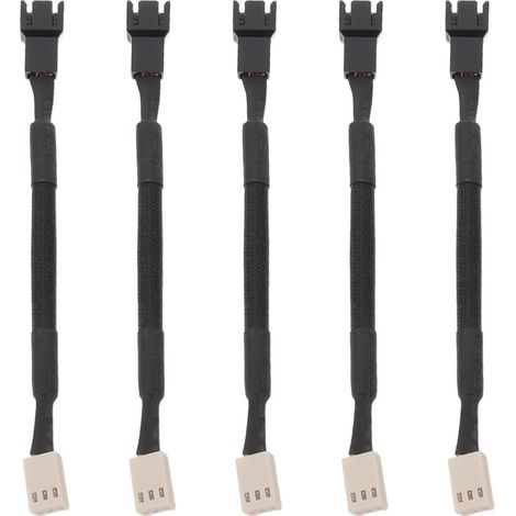 Câble Réducteur de Vitesse de Ventilateur à 3 Broches Noir 5 Pièces Plastique Alliage, Plug And Play pour Bureau et Camping, Compatible Boîtier PC Gamer (1/4)