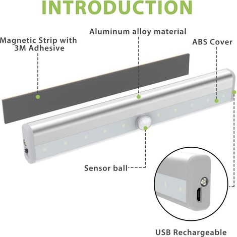 Andowl - Lampada Da Parete A Induzione 10led Con Sensore Di Movimento Per Armadi Q-led100 - (1/5)