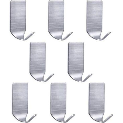 Lot de 8 crochets solides, crochets muraux étanches en acier inoxydable pour robe, serviette, porte-clés, sac de Noël, lumières, cuisine, salle de bain (1/4)