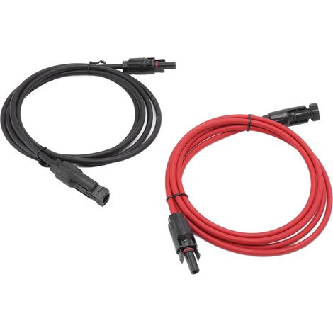 Câble d'extension pour panneau solaire photovoltaïque noir et rouge avec connecteurs mâle et femelle, 2 m (1/5)