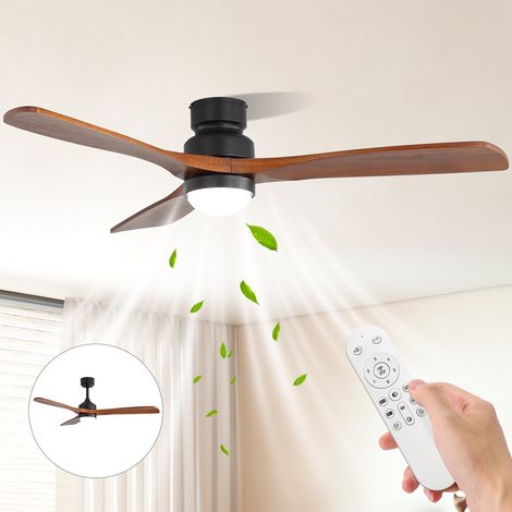 Ventilateur de Plafond avec Éclairage LED 132 cm Silencieux Moteur DC Télécommande 6 Vitesses Dimmable Reversible 5 Pales Effet Bois pour Plafond Bas (1/5)