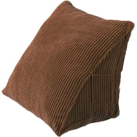 Oreiller de Dossier, Oreiller de Lecture, Oreiller de Soutien du Dos, Oreiller Coussin, Oreiller Lombaire Doux pour lit, canapé, Chaise de Bureau, Lecture,Marrón (1/2)