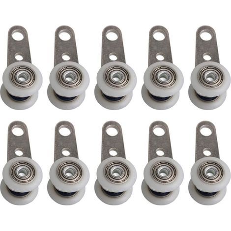 Lot de 10 roulettes pour baies vitrées ou portes coulissantes - en métal et en plastique - 4,5 x 1,9 cm (1/4)