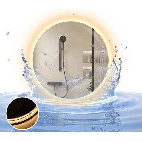 GBLY Specchio da Bagno  - Specchio da Bagno Rotondo da 50 cm Specchio da Bagno a LED da Parete con Interruttore Touch e Funzione Antiappannamento Specchio Luminoso dimmerabile 3000K-6500K (1/5)
