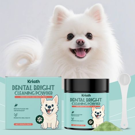 Poudre nettoyante dentaire douce pour chiens, pour des dents fraîches et propres – soin dentaire quotidien pour chiens – 150 g + cuillère (1/5)