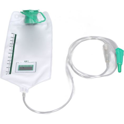 Kit de poche à lavement réutilisable grande capacité (1200 ml) avec 10 embouts pour lavement à domicile. (1/5)