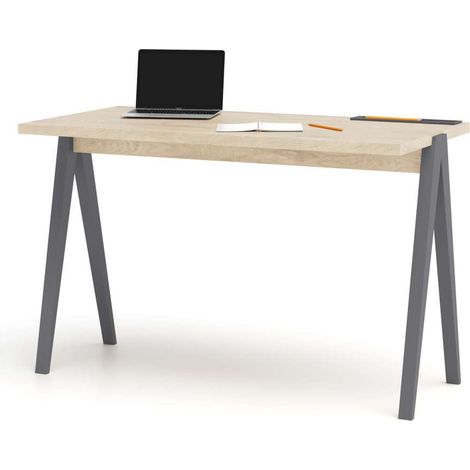 Mesa estudio Mod-635 acabado en color roble combinado con grafito, 60 x 120 x 78 cm (fondo x ancho x alto) (1/5)