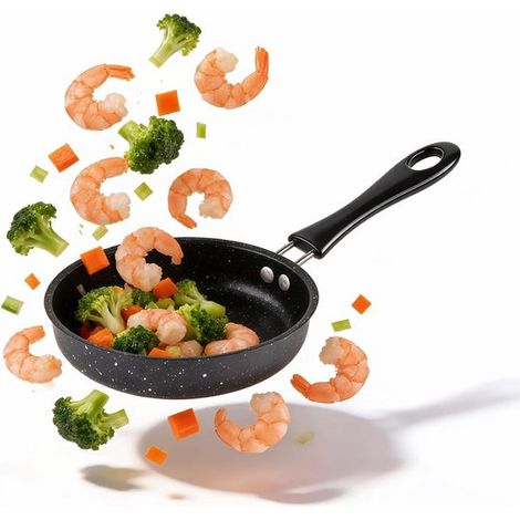 Poêle à frire - Poêle à induction - Poignées froides - Batterie de cuisine en céramique - Mini poêle antiadhésive - Idéale pour le camping, les camping-cars, les omelettes et les crêpes - 24,8 x 11 x (1/5)