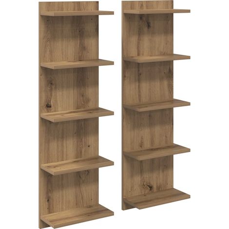 Étagère Murale 2 pc Chêne artisanal 30 x 15 x 100 cm vidaXL
