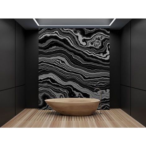 Papier peint panoramique abstrait tendance Tapisserie panoramique noir et blanc design et moderne Papier peint panoramique salle de bain idéal (1/3)