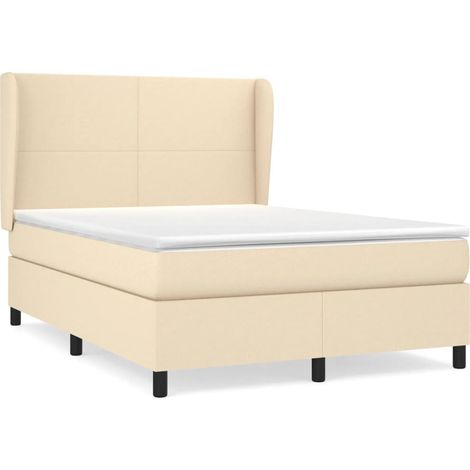 Maison Exclusive - Giroletto a Molle con Materasso Crema 140x19 cm in Tessuto
