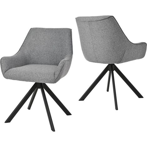 360° swivel armchairs with curved backrests and soft cushions, perfect combination of style and comfort - Set of 2 - Light Grey (1/5)