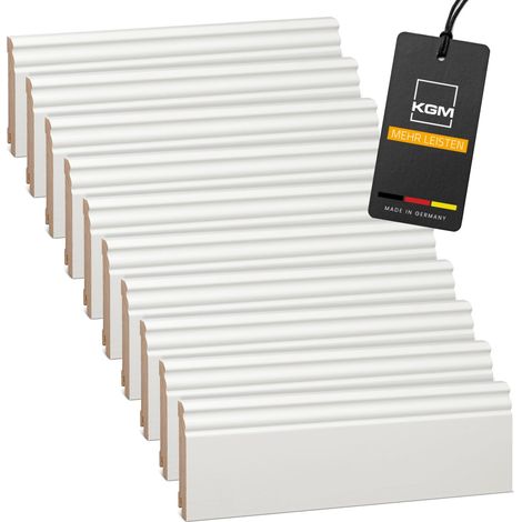 KGM Hamburger Sockelleiste weiß Massivholz RAL9010 18x95mm 24m