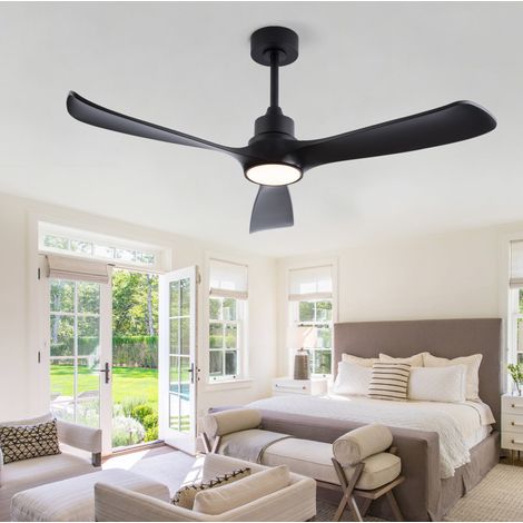 Deckenventilator mit Licht 52 Zoll, Fernbedienung, ABS, Schwarz OKMYHOME (1/5)