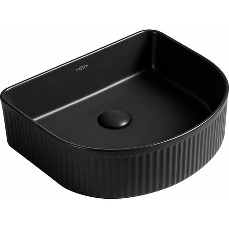 Mexen Grovo lavabo sobre encimera acanalado 40 x 35 cm, negro mate - 22304085 (1/2)