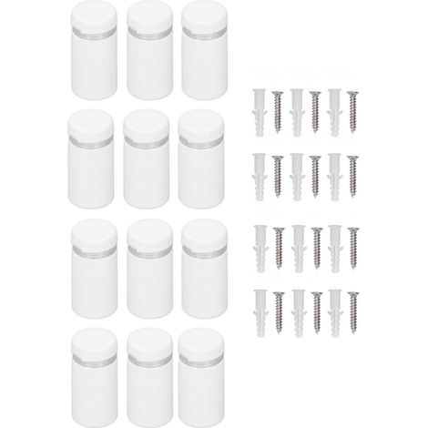 12 Fixations Entretoises Inox 16x30mm pour Panneaux Publicitaires en Acrylique et Verre, Lot de 12 Vis à Écartement pour Supermarché (1/5)