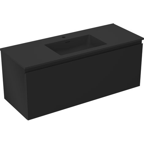 Mexen Orio armario de baño 120 cm con lavabo Otis, 1 cajón, negro mate - 91A10-12047-1-BF71-W18M71 (1/5)