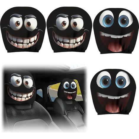 4 Pieces Car Headrest Covers Halloween Headrest Covers Funny Patterns Break Monotony Happiness Source Suitable For Daily Outings Decorations Festival Long Trips (1/5)