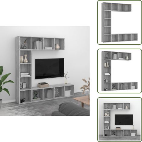 Ensemble bibliothèque/meuble TV 3 pcs Sonoma gris 180x30x180 cm - Bibliothèque Murale - Bibliothèque Moderne - Meuble Tv - Rangement Mural - Étagère Ouverte (1/5)
