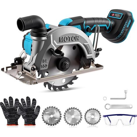 Scie circulaire sans fil pour batterie Makita 18 V, 7000 tr/min Mini scie circulaire sans balais avec 3 lames de scie (125 mm, 140 mm, 150 mm), angle de coupe réglable pour couper le carrelage et le (1/5)