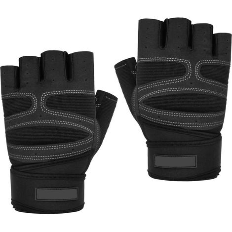 Gants Fitness - Sangle Poignet Réglable - Revêtement Antidérapant Paume - Pour Musculation avec Haltères - Par Paire (1/5)