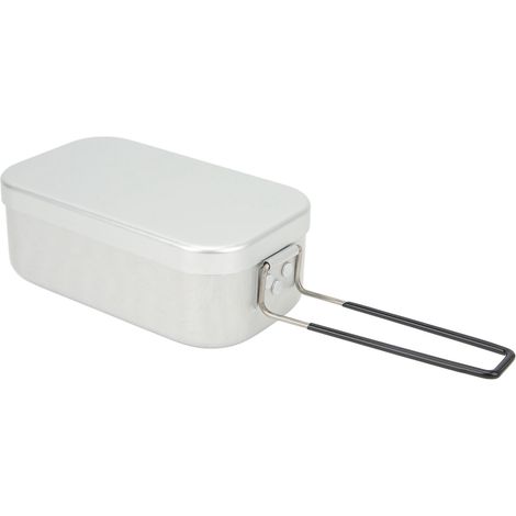 Boîte à lunch pliable et portable en alliage d'aluminium de 800 ml avec réchaud à alcool et sac de rangement pour le camping et les pique-niques en plein air. (1/5)