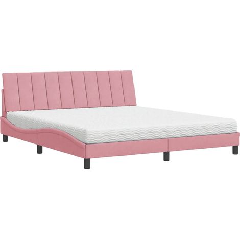 vidaXL Letto con Materasso Hanko Rosa 180x200 cm in Velluto (1/5)