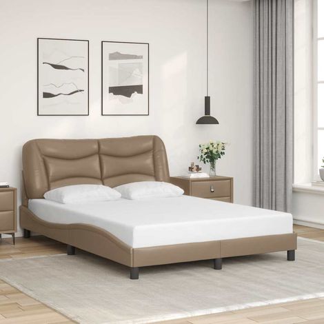 Cadre de lit avec tête de lit 120 x 200 cm en similicuir cappuccino sans matelas - PANGIVO (1/5)