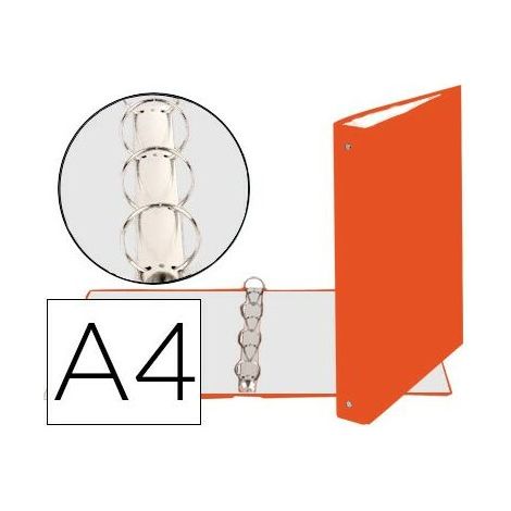 Carpeta de 4 anillas 30mm redondas exacompta din a4 carton forrado naranja