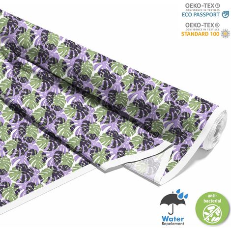 TESSUTI DECORATIVI PER ESTERNI OXFORD - Motivo foglie verdi e viola I DX536 (1/5)