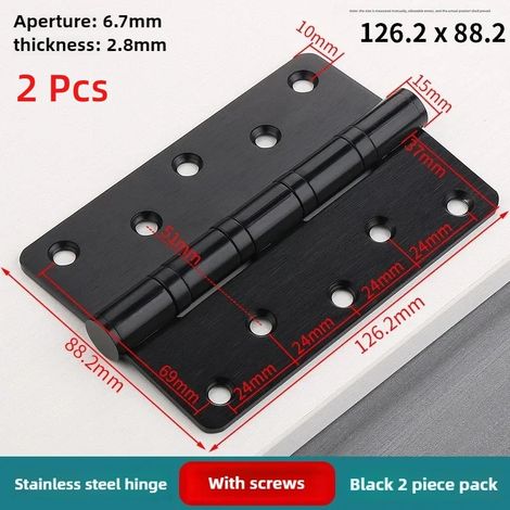 (126,2 x 88,2 x 2,8 mm - Lot de 2) Accessoires de fixation pour portes - Charnières en acier inoxydable pour meubles et maison - Convient aux fenêtres, armoires et boîtes à bijoux. (1/5)