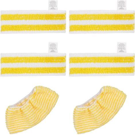 Lot de 6 Chiffons de Rechange en Microfibre Compatible avec Karcher Easyfix SC 2, SC 3, SC 4, SC 5 Nettoyeurs Vapeur, 4 lingettes et 2 bonnette (1/5)