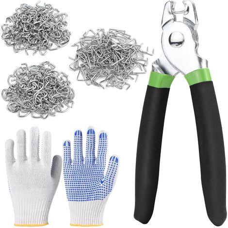 Wire Mesh Pliers with 360 Nails 3/4 inch, 1/2 inch, 3/8 inch Wire Clip Wire Mesh Ring Pliers Fence Pliers (1/5)