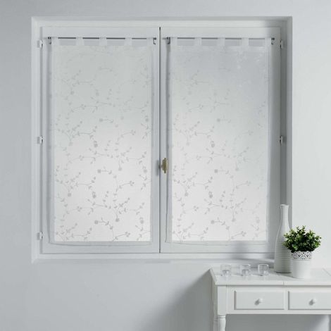 Paire de Voilages "Petite Fleur" 60x120cm Blanc (1/2)