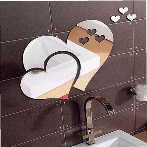 Miroir en Forme De Coeur Miroir Acrylique Autocollant Adhésive Filles De Mirler De Mirlage Flexible Non Verie pour DIY Decor Mural (1/5)