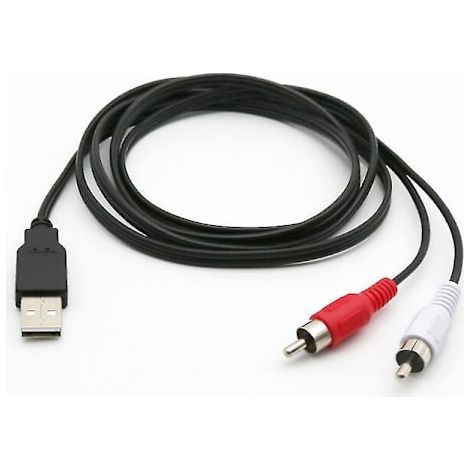 Câble AV USB A mâle vers 2x RCA mâle, adaptateur audio/vidéo auxiliaire pour PC, TV et LED (1,5 m) (1/5)