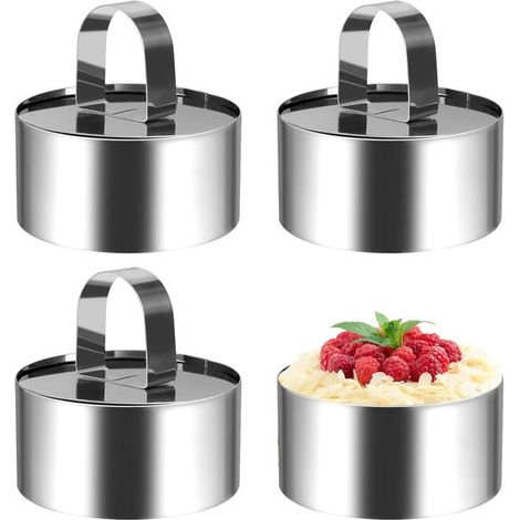 Lot de 4 anneaux à dessert – Acier inoxydable – 8x4 cm – Moules à gâteau – Pâtisserie (1/5)