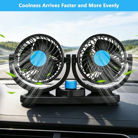 Fans of Car, Car Fans to Head Double 12V with 2 Speeds & Rotation 360°, Fan Electric 4" Quiet for Trucks, Boats, SUV, RV - Solution of Cooling Estivale (1/5)
