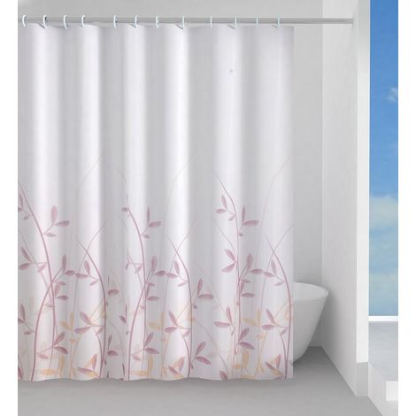 Gedy Flora Rideau de Douche en Tissu Polyester Imperméable 180x200 cm Rose et Jaune (1/2)