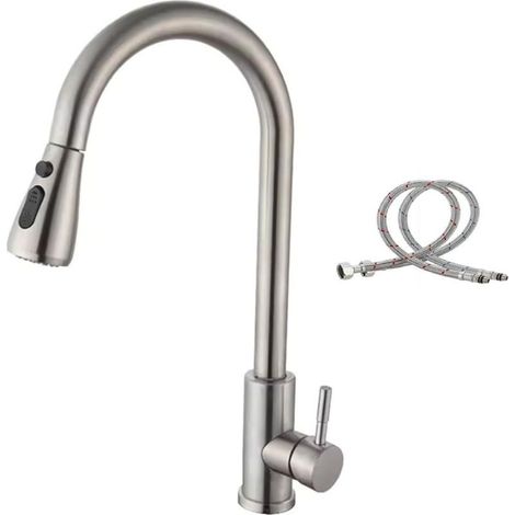Valve of kitchen with hand shower removable, valve sink of kitchen to handle unique brushes, stainless steel 304, valve of kitchen modern for use commercial, of style campagnard, for this (1/5)