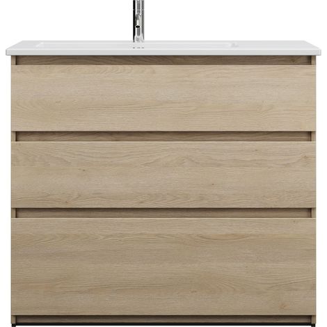 burgbad Lin20 lavabo en céramique blanc brillant y compris meuble