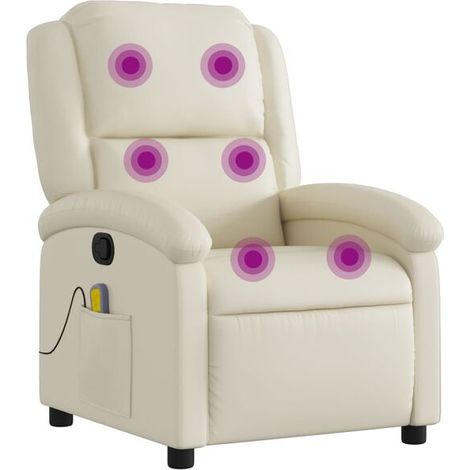 Chaise de massage ergonomique en similicuir beige – avec fonction chauffage, roulement Shiatsu, 3 modes de vibration et réglage électrique de l’inclinaison (1/5)