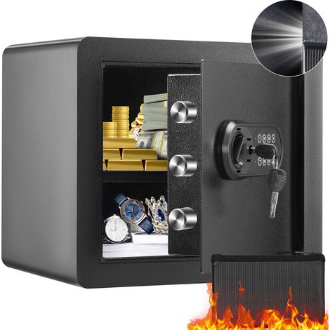 Coffre-Fort Numérique 34 L 400 x 300 x 350 mm Coffre-Fort de Sécurité 2 Types de Déverrouillage Mot de Passe et Clés Structure en Acier Anti-Effraction Antivol avec Alarme Argent Bijoux Domicile (1/5)