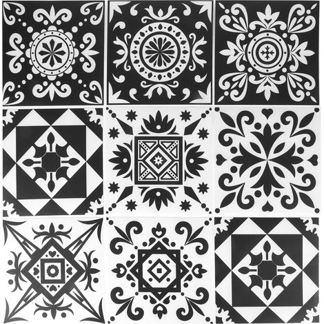 10 autocollants carrelage adhésif PVC étanche antiusure déco maison 15x15 cm style nordique géométrique (1/5)