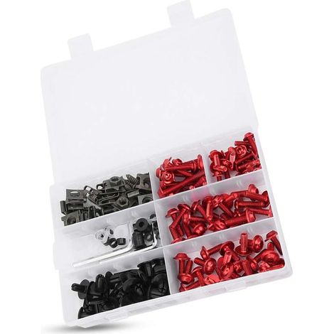 Motorcycle Fairing Bolt Kit, 197-Piece ABS and Aluminum Fastener Set M5 M6 for Windshield Body Panels, Replaces Mixed Screws, Includes