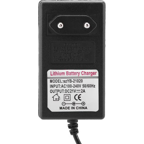 Adaptateur secteur 100-240 V CA / 21 V CC 2 A avec charge sécurisée pour batteries lithium-ion (prise UE) (1/5)
