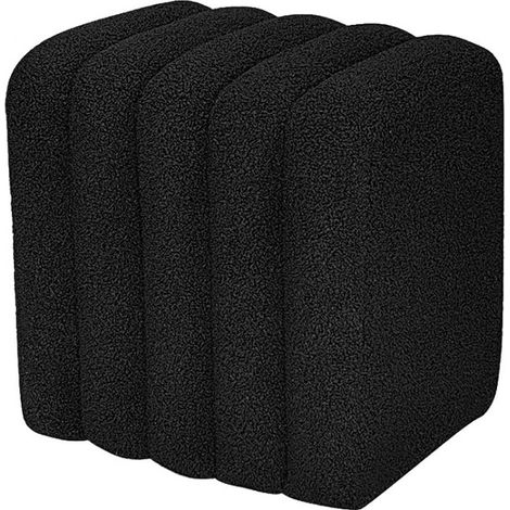 Pouf rembourré en tissu bouclette - Noir - Leto