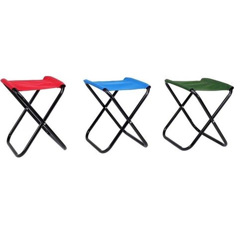 TRADE SHOP - Set 6pz Sgabello Camping Pesca Mini Sedia Spiaggia Pieghevole In Metallo Tessuto 020227 -